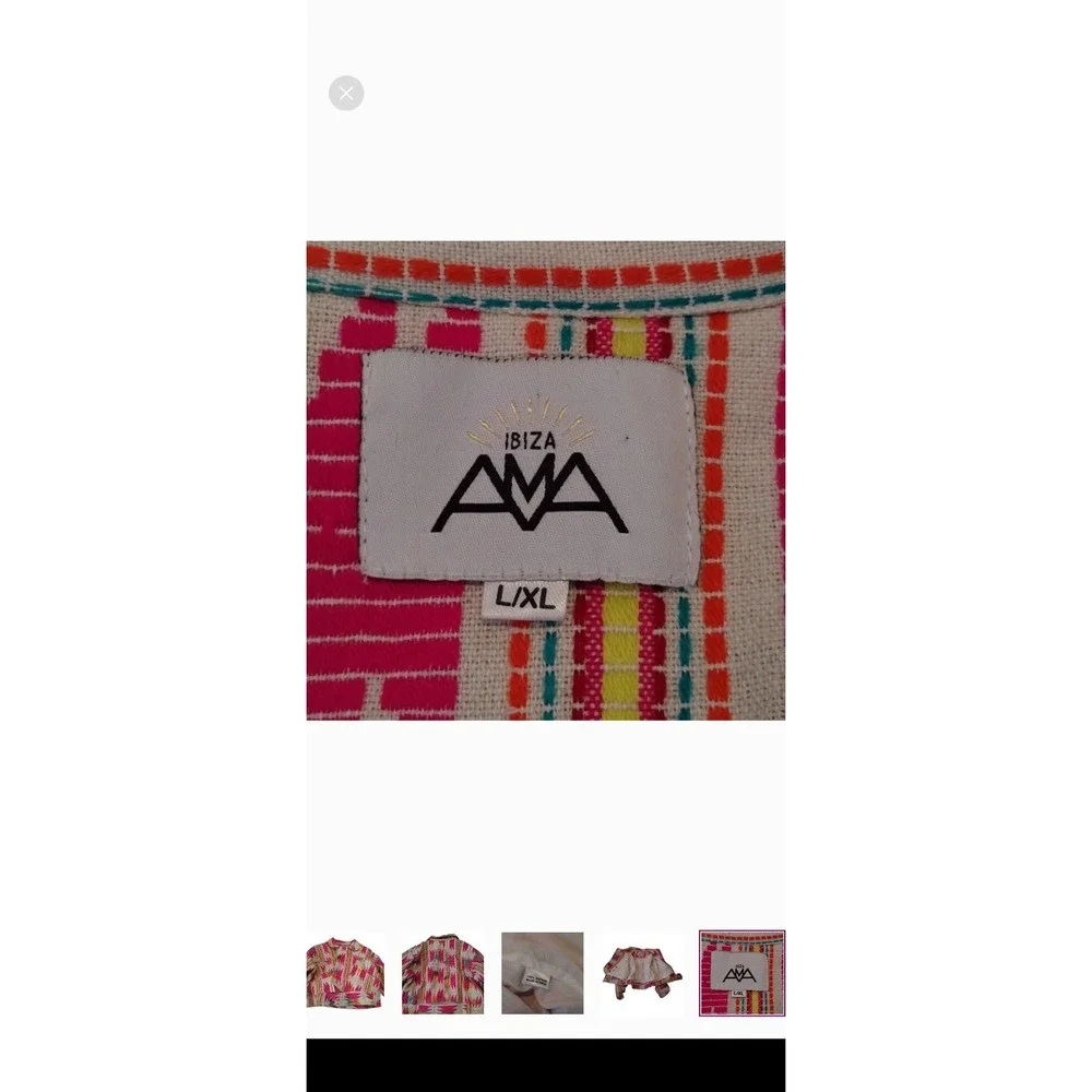 Ama Ibiza Aztec Boho Cropped Jacket Dopamine‎ Southwestern Colorful Sz L/XL